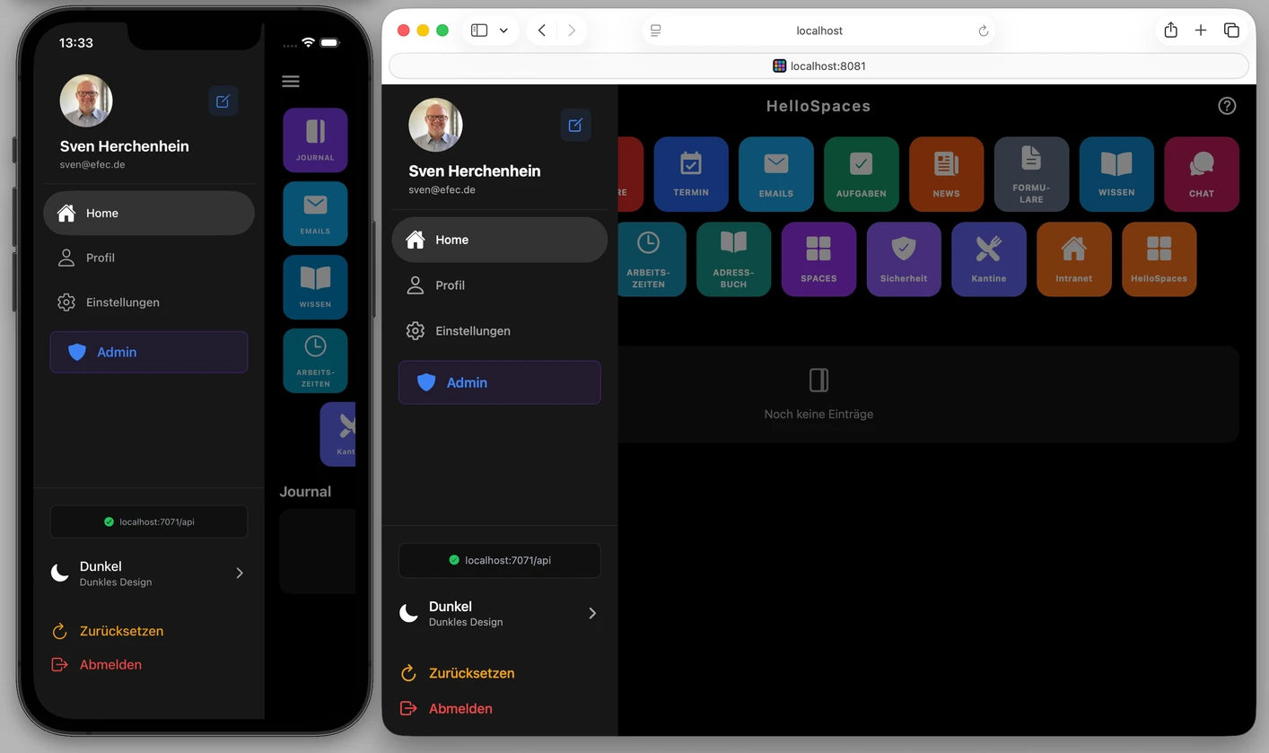 Side Menu mit Admin-Tool