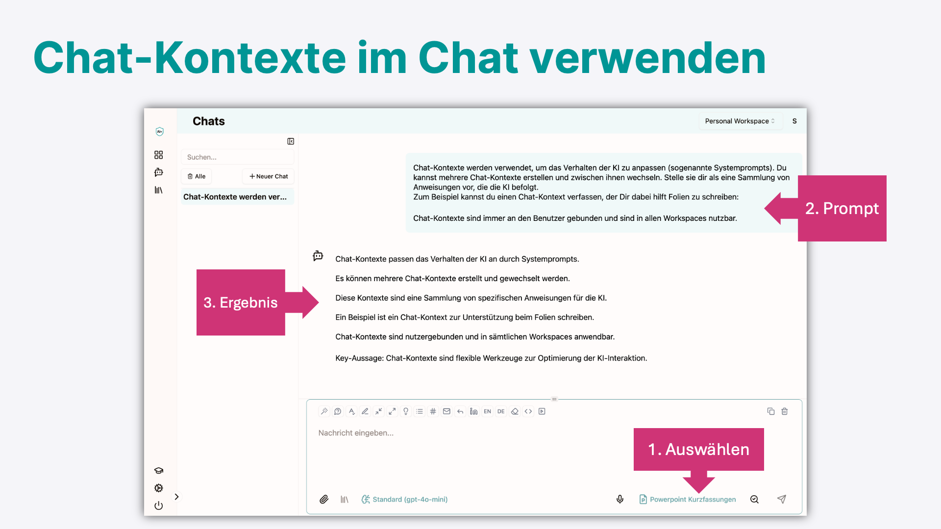 Chat-Kontexte im Chat verwenden